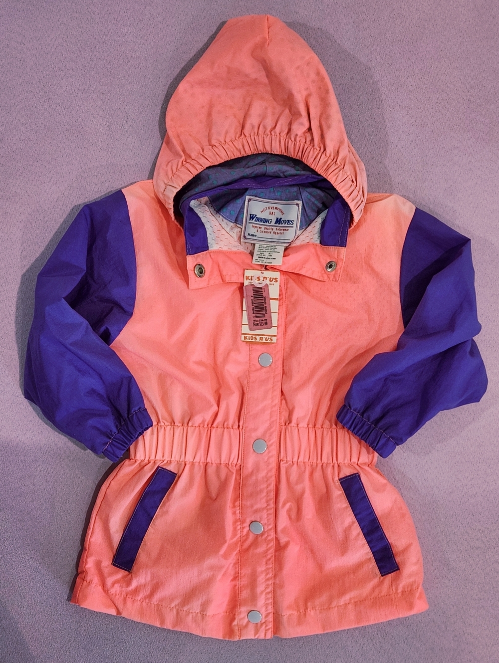 Vintage Deadstock Kids R Us Winning Moves Colorblock Nylon Jacket Girls Small